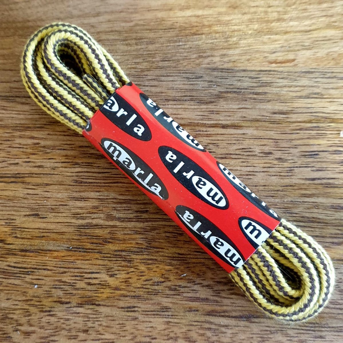 Marla dikke ronde schoenveter - 90 cm Geel Bruin Dessin - Nederlandse top kwaliteit bergschoen wandelschoen hike veters - 1 paar - 4 tot 5mm dik