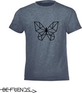 Be Friends T-Shirt - Vlinder - Kinderen - Denim - Maat 2 jaar