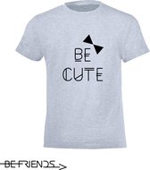 Be Friends T-Shirt - Be cute - Kinderen - Licht blauw - Maat 10 jaar