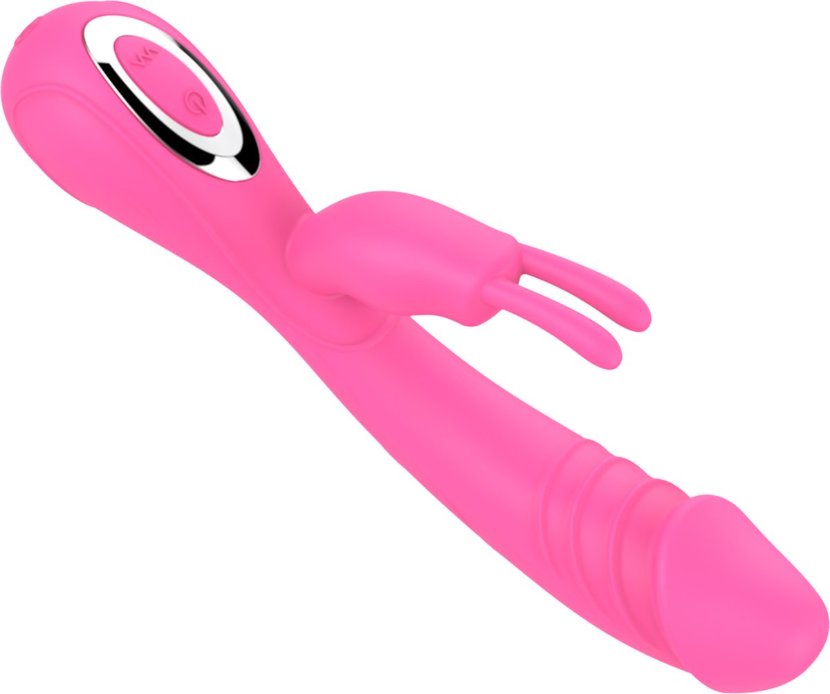 Goedkoopste Cupitoys® Tarzan vibrator met rabbit met reliëf - 2 in 1 - 20cm - Lichtroze - 30 standen - Vibrators voor vrouwen en mannen - Sex toys voor vrouwen en mannen