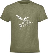 Be Friends T-Shirt - Be free Vogel - Kinderen - Kaki - Maat 2 jaar