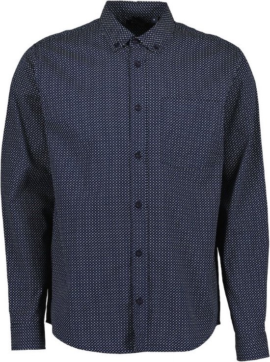 Blue Seven heren blouse - overhemd heren - 341008 - navy/wit print - maat M