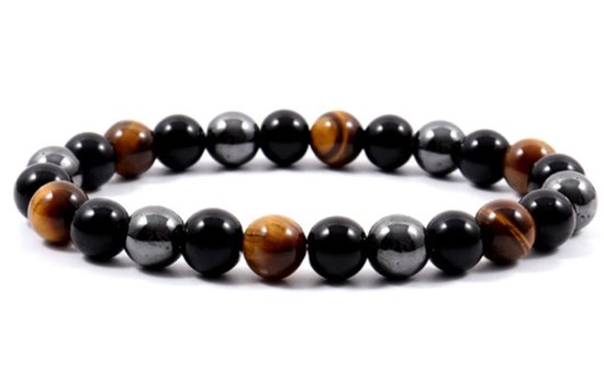 Bracelets de perles Style King avec hématite, oeil de tigre et Onyx - Bracelet - Bracelets de perles - Natuursteen