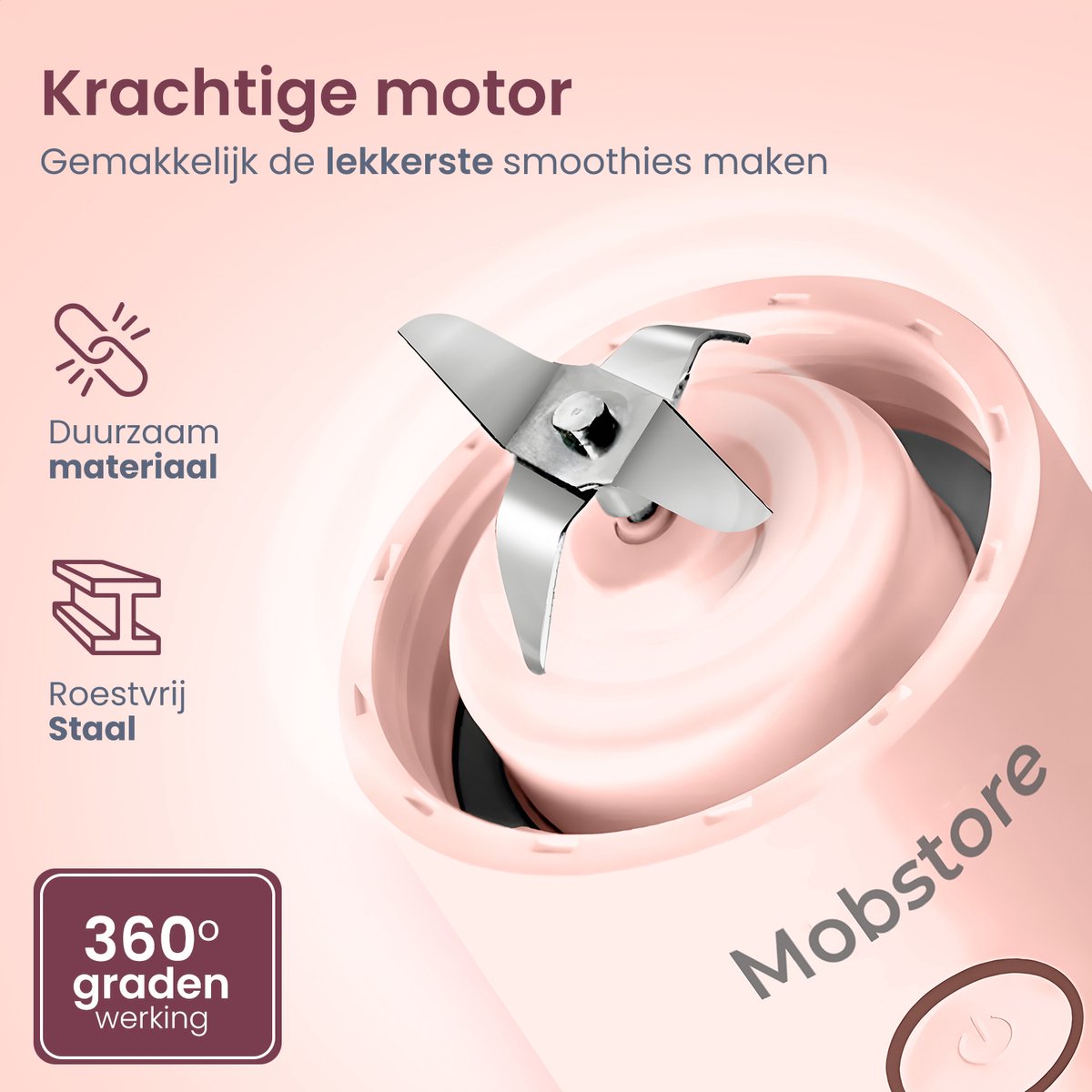 Mobstore Mini Blender - Blender to go - Smoothie Maker - Draagbare Blender - Oplaadbare mini Blender - Portable Blender - Lichtgewicht - Blender draadloos - Blender - Blenders - Blender smoothie - Keukenmachines – foto 8