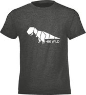 Be Friends T-Shirt - Be wild dino - Kinderen - Grijs - Maat 4 jaar