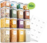 Bidons alimentaires - 16 pièces - Bocaux de conservation avec étiquettes - Boîtes de conservation