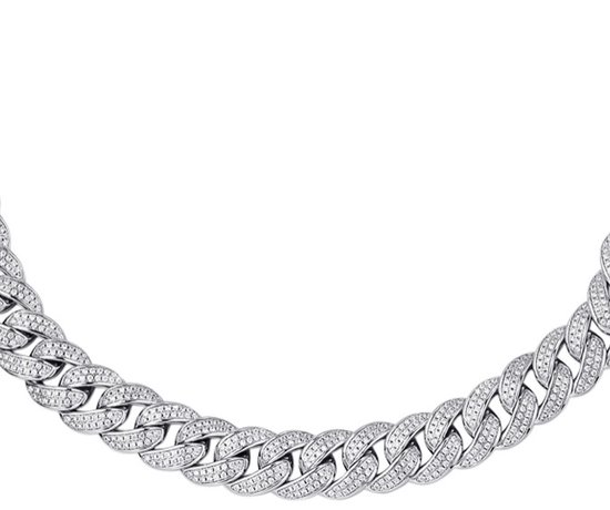 Juwelier Emo - Cuban Link Ketting Zilver Iced Out - Zirkonia stenen - Breedte 11.5 MM - Lengte 60 CM