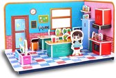 Ainy - 3D puzzel poppenhuis keuken met meubels: Miniatuur bouwpakket / speelgoed huisjes knutselpakket / educatief knutselen meisjes - hobby puzzels en creatief modelbouw voor kinderen & volwassenen | 45 stukjes - 22x16x13cm