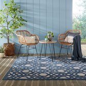 Flycarpets Modern Vloerkleed - Oro - Laagpolig - Binnen & Buitenkleed - Blauw - 160x230 cm