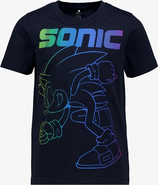 Unisgned jongens T-shirt met Sonic - Blauw - Maat 170/176