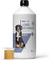 ReaVET - Lijnolie voor honden, katten & paarden (1 Liter) - Koudgeperst en rijk aan voedingsstoffen - Essentiële Omega 3 & 6 vetzuren
