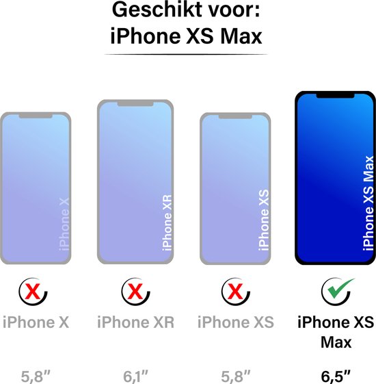 Afbeelding van vier iPhones, iPhone XS Max is geschikt.
