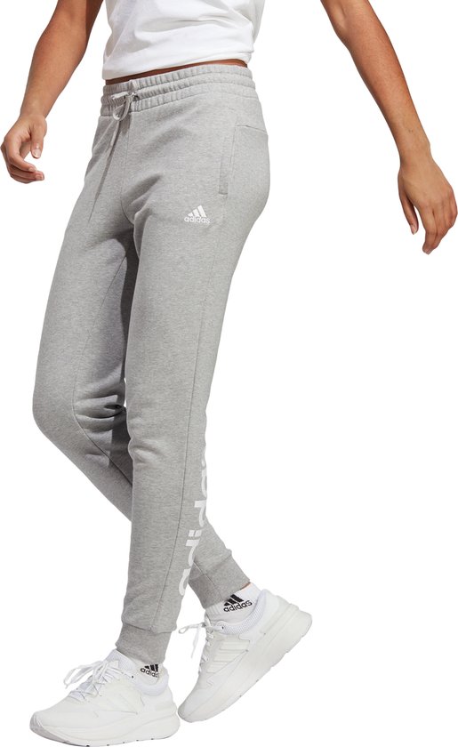 adidas Sportswear Essentials Linear French Terry Cuffed Broek Dames Grijs L bol