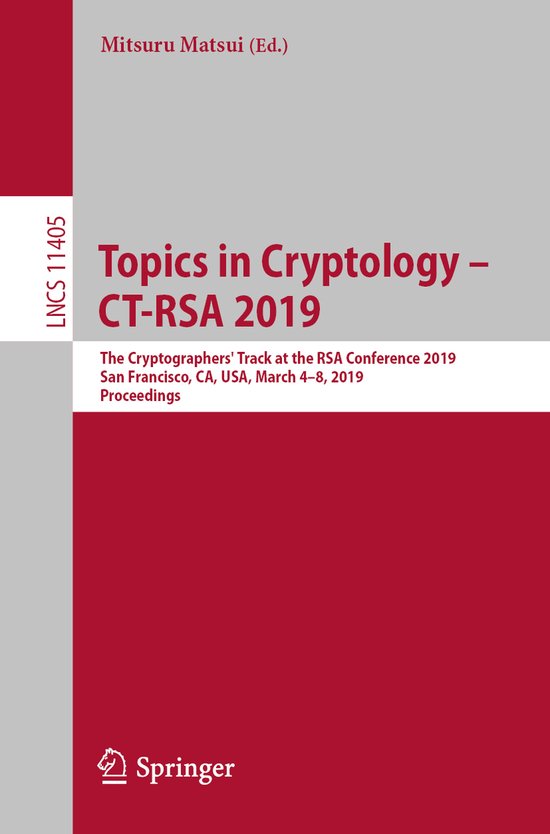 Lecture Notes in Computer Science11405- Topics in Cryptology ... - cover