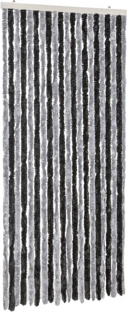 vidaXL-Vliegengordijn-100x230-cm-chenille-grijs-en-zwart