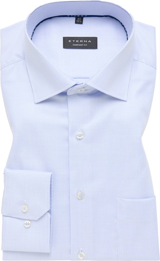 ETERNA comfort fit overhemd - structuur - lichtblauw - Strijkvrij - Boordmaat: