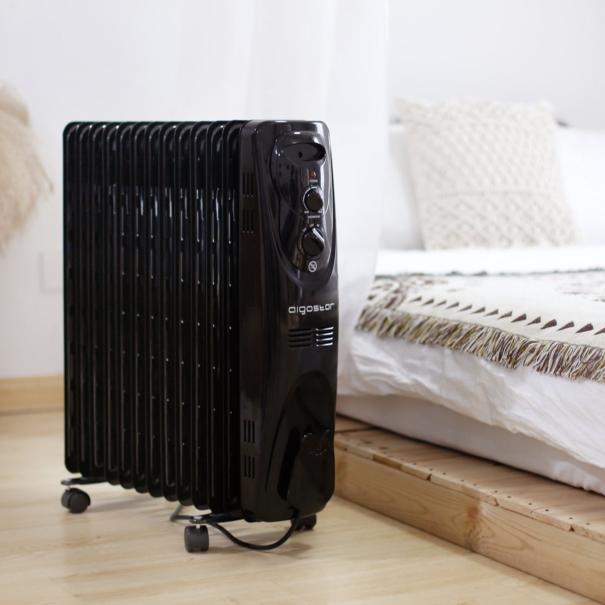Aigostar Black Forest 33JIF – Oliegevulde radiator - Olieradiator - 3 Standen - 2500 Watt - Elektrische kachel - Zwart – foto 7