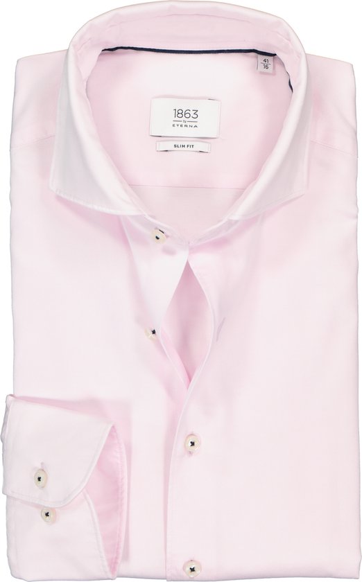 ETERNA 1863 slim fit casual Soft tailoring overhemd - twill heren overhemd - roze - Strijkvriendelijk - Boordmaat: 40
