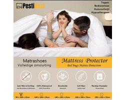 Matrasbeschermer – Matrashoes 90x200x25cm - Volledige omsluiting van matras - Waterdicht - Anti Allergeen - Met ritssluiting - tegen bedwantsen en huisstofmijt - Anti bacterieel