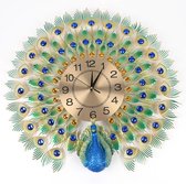 Horloge Aryadome - horloge murale - salon - paon - plumes de paon - 60x60 - ronde