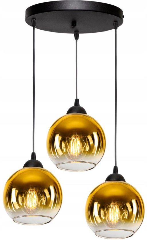 Lampe suspendue industrielle pour salon, salle à manger - Glas Smoking - 3 lumières - 3 ampoules - Glas Goud