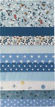 BINK Bedding - 10 patchs - Patchwork de courtepointe - Blauw 25 x 25 cm. Set = 10 patchs
