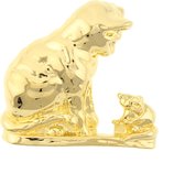 Behave® Broche kat en muis goud kleur 4 cm