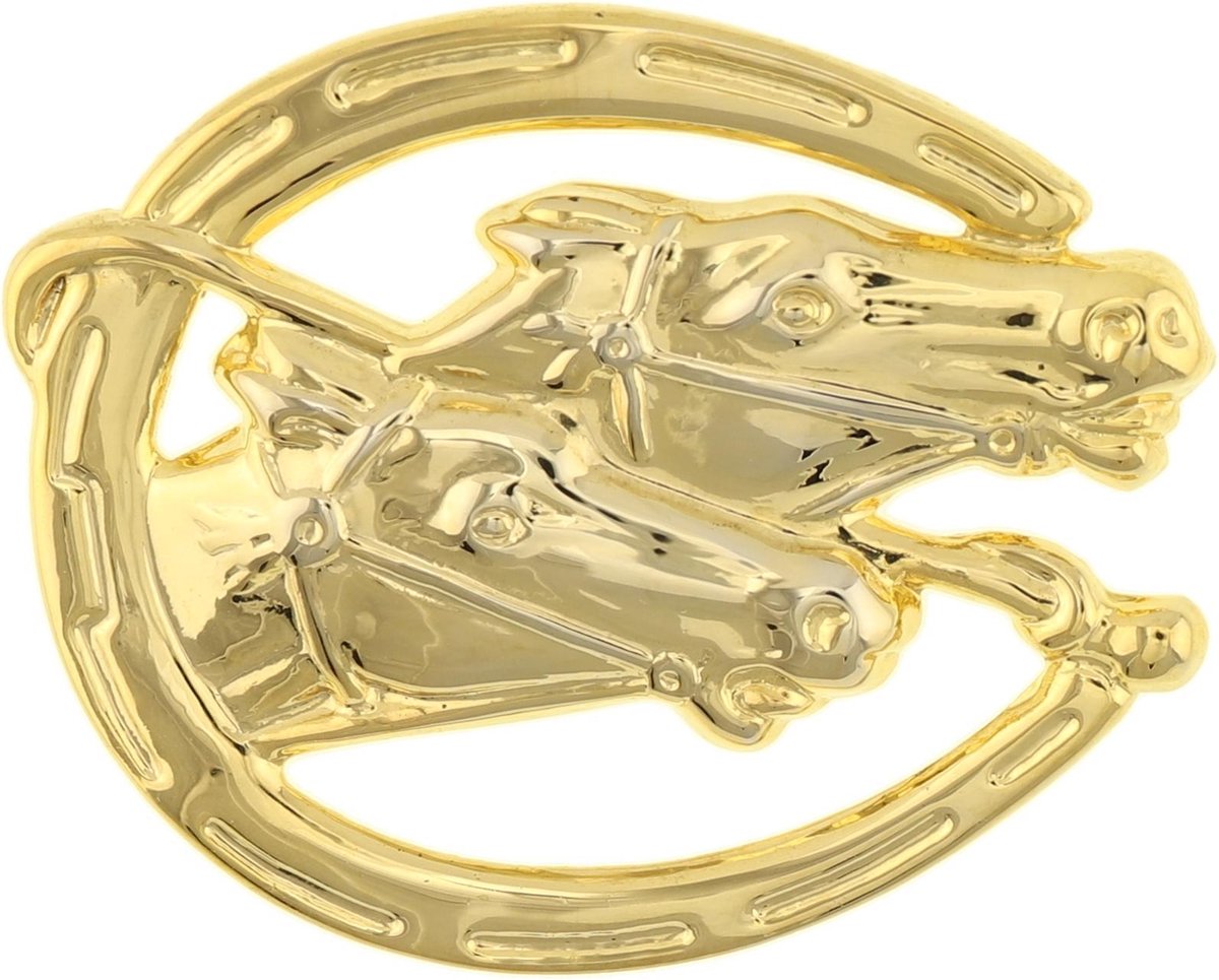 Behave® Broche paard paarden in hoefijzer goud kleur 4,5 cm