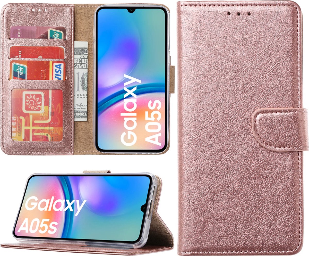 Arara Hoesje geschikt voor Samsung Galaxy A05s hoesje - Bookcase met pasjeshouder - Rosegoud