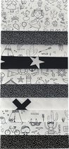 BINK Bedding - 10 lapjes - Quilt Patchwork - Zwart Wit 25 x 25 cm. Set = 10 lapjes