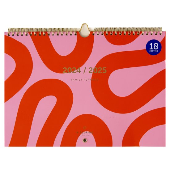 A-Journal 18 Maanden Familieplanner 2025-2025 - Flow Pink