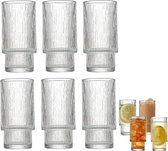 Igoods Drinkglazen - Geribbelde Glazen Bekers - Waterglas Set - Set van 6 - 300ml