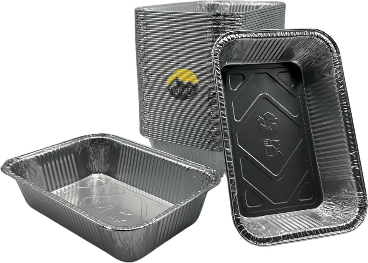 KURTT - aluminium wegwerp bakje 850cc - 19,5x14x5 cm per 100 stuks - aluminium bakje - video