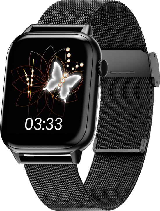 Bizoule Smartwatch Beso - Smartwatch Femme Homme - Montre avec fonction Appel - Full HD - Tensiomètre - Podomètre - Cardiofréquencemètre - Moniteur de sommeil - Montre de sport - Android & iOS - Zwart