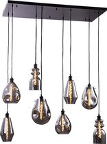 LM-Collection Thoros Hanglamp - 125x55x150cm - E27 - Grijs - Metaal/Glas - hanglampen eetkamer, hanglamp zwart, hanglampen woonkamer, hanglamp slaapkamer, hanglamp kinderkamer, hanglamp rotan, hanglamp hout, hanglamp industrieel