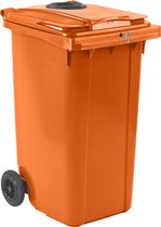 Afvalcontainer 240 liter oranje met glasrozet en slot | PMD container