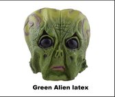 Masker Green Alien latex - Buitenaards Creepy horror halloween spooktocht fun thema feest festival