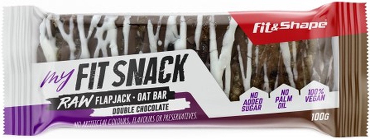 Goedkoopste Fit&Shape Flapjack Double Chocolate-zonder toegevoegde suiker 100gram reep (doos 12 stuks