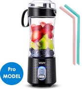 Vesfy Blender To Go met Bekerbostel en Incl. Rietjes - 380ml - USB Oplaadbaar - Mini blender - Smoothie maker - Mixer - Smoothie blender