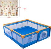 K IKIDO Grondbox - Speelbox - Baby boxen - Kruipbox voor Baby - Playpen - Kinderbox -Inclusief Dubbelzijdige Speelmat - Met 60x Oceaan Ballen - Met trekring - 200 x 180 x 65cm - Blauw