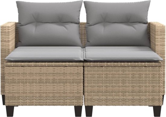 vidaXL-Tuinbank-2-zits-met-voetenbanken-poly-rattan-beige