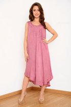 Lange dames jurk Pepita effen roze mouwloos strandjurk beachwear bohemian ibiza style XL/XXL