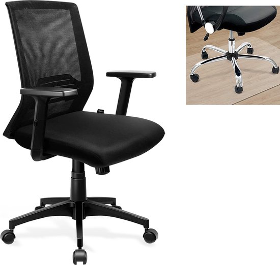 Chaise de bureau ergonomique Seven Comfort - Chaise de bureau réglable - Chaise de Office - Adultes - Zwart