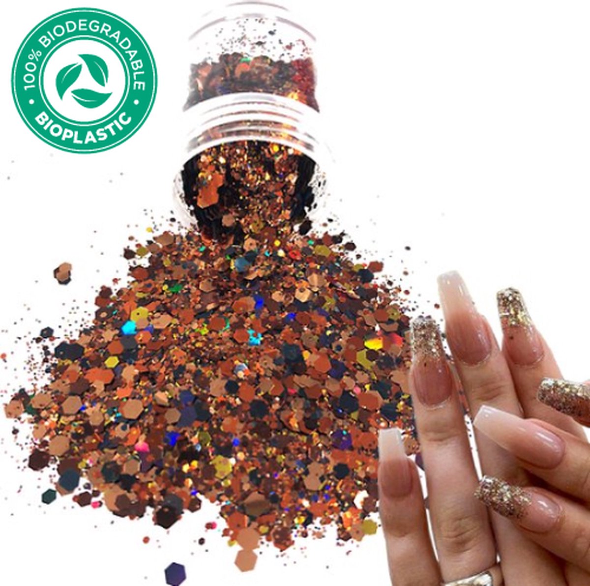 Goedkoopste Chunky Glitters (Bruin/Goud) [Volume 8g - Festival Glitter Outfit Nagel Decoratie Versiering - Manicure Kunstnagels Nepnagels Acryl Nagels - Kinderen Volwassenen Dames Glitters]