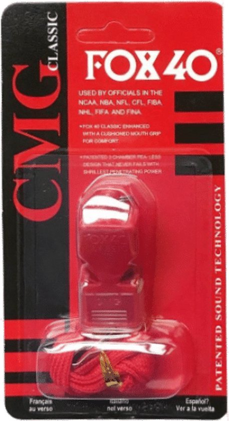 Fox 40 Classic Red - Sifflet d'arbitre - avec cordon | Taille: UNI