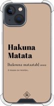 Casimoda® hoesje - Geschikt voor iPhone 13 Mini - Hakuna Matata - Shockproof case - Extra sterk - TPU/polycarbonaat - Bruin/beige, Transparant