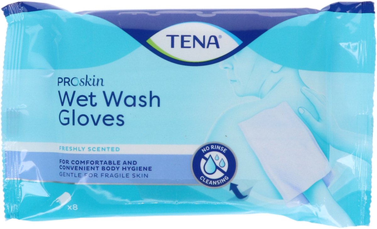 Goedkoopste TENA WET WASH GLOVES FRIS GEUREND - 8 STK (1145