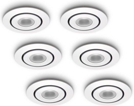 Ledisons LED-inbouwspot Piccolo set 6 stuks wit dimbaar - Ø52 mm - 3 jaar garantie - 2700K (extra warm-wit) - 175 lumen - 3 Watt - IP44