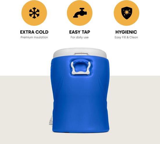 Pinnacle Platino 10 Gallon - Geïsoleerde Drankdispenser / Drankkoeler met kraantje - 40 Liter - Blauw van Pinnacle. — afbeelding 2