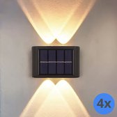 Solar wandlamp 'Sasha' - 4 stuks - Up down light - Wandlamp op zonne-energie - Sfeervol warm licht - Zwart
